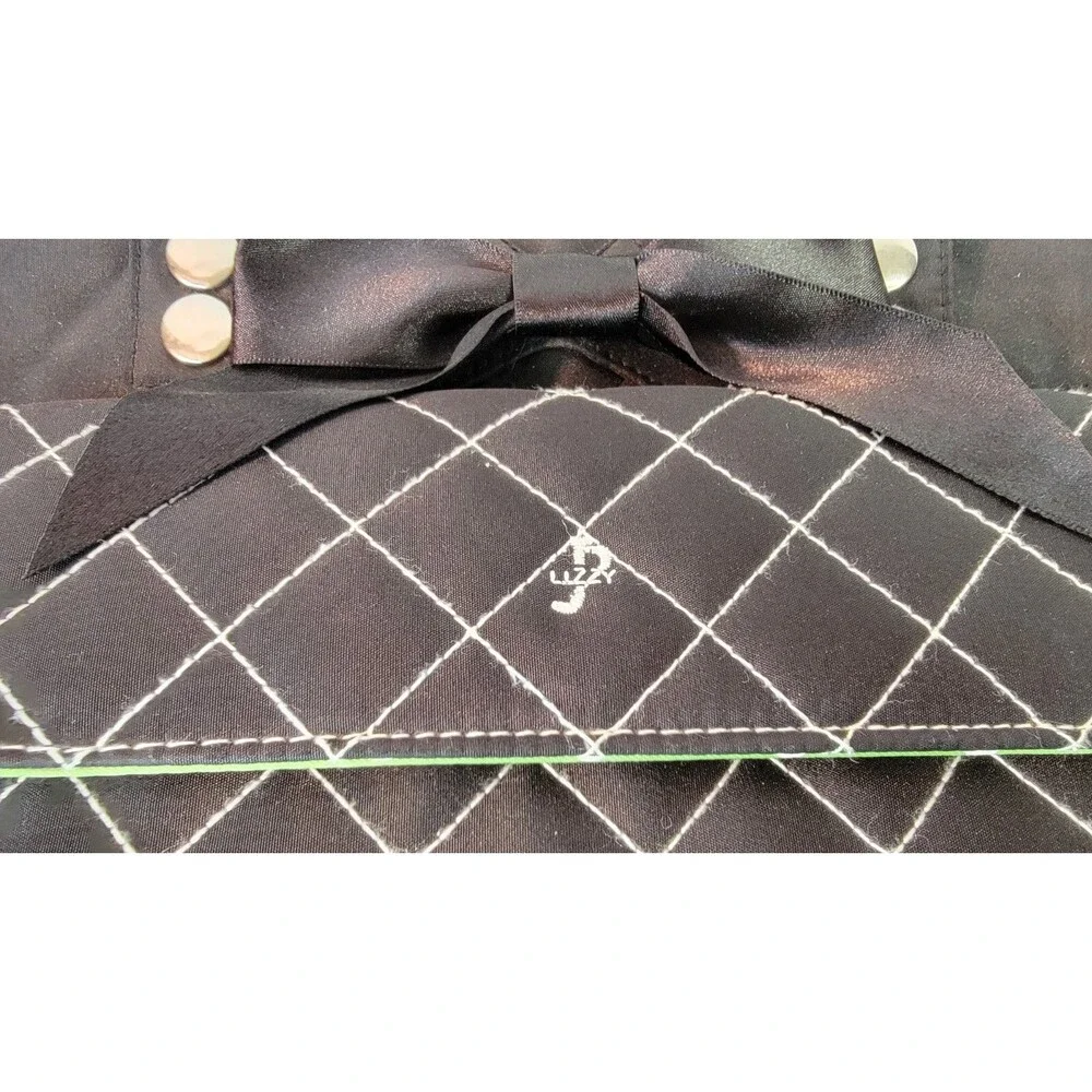 JP Lizzy Bowler Type Large Diaper Bag Black Changing Pad Quilted Zippered